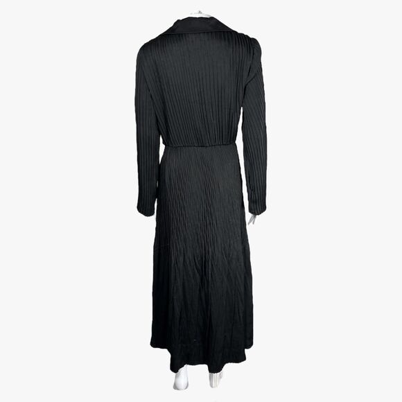 Grey Collective Women's Pleated Maxi Shirtdress in Black Retro Minimalist Gothic - Picture 3 of 6
